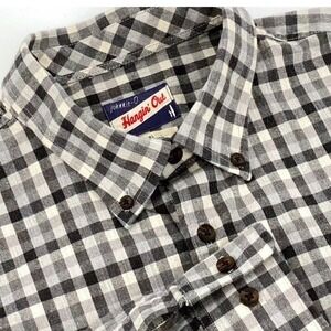 Johnnie-O Hangin Out Coen Gingham Button Down Shirt Mens XL Gray Light Flannel